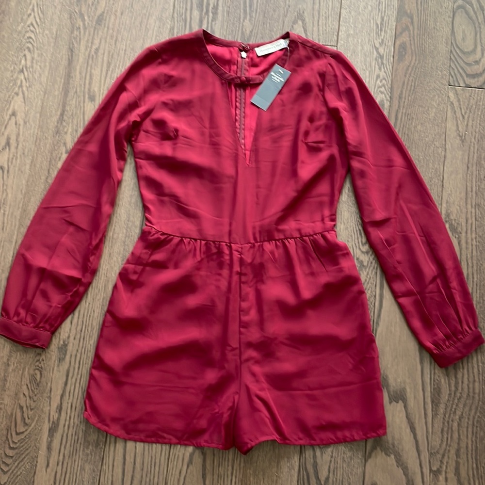 Burgundy long sleeve romper